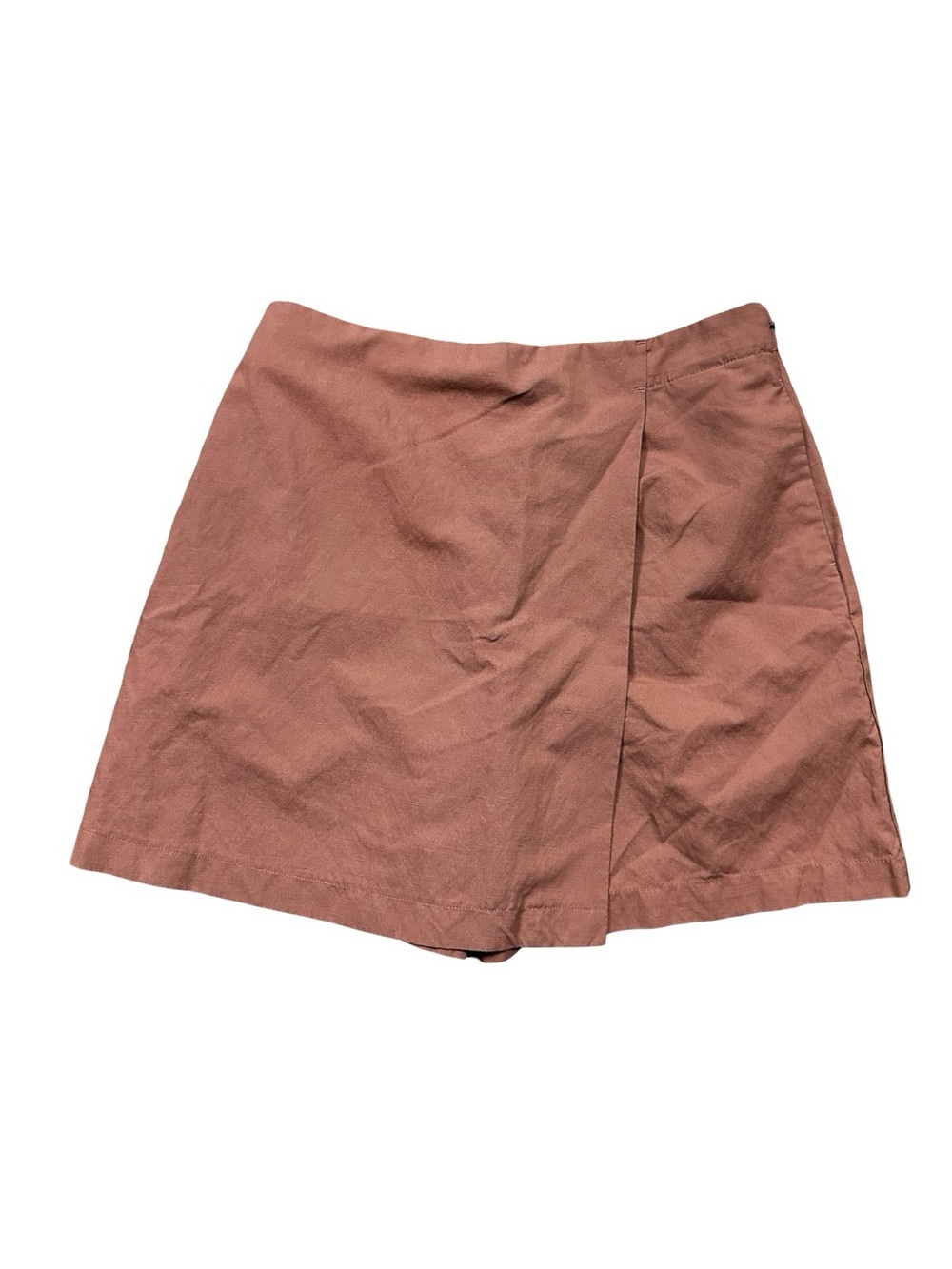 UNIQLO Rust Orange Linen Blend Skort SZ Large Summer Minimalist Vacation Chic